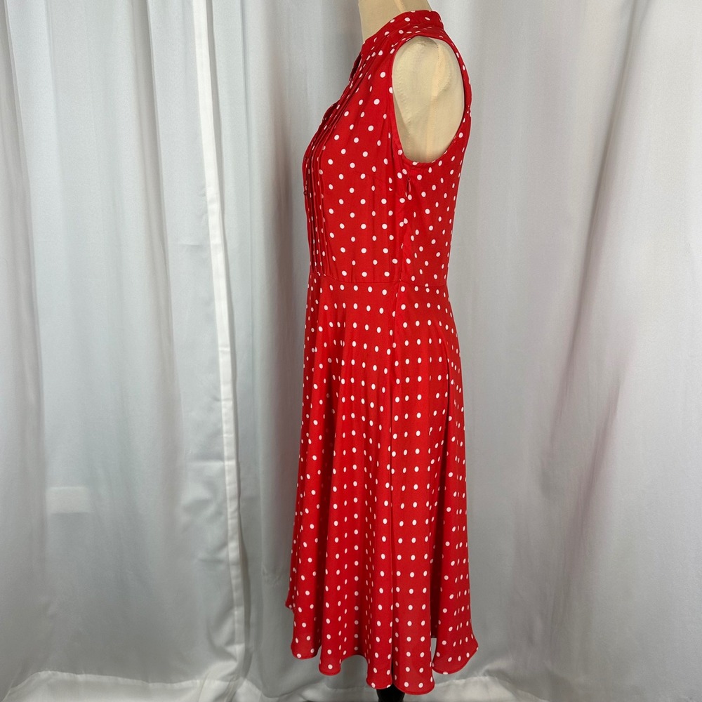 Nanette Lepore Red Polka Dot Dress Size 6 Retro Vintage Style Midi - Picture 6 of 13